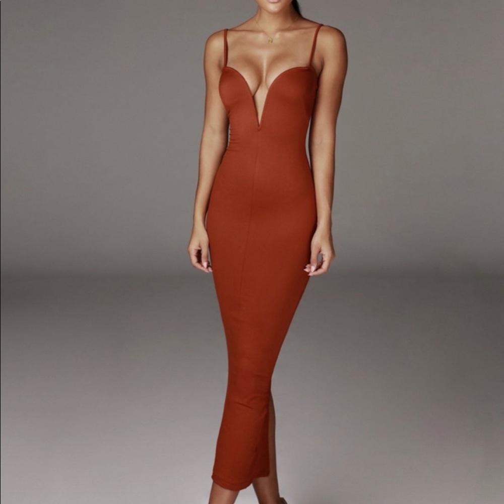 JLUXLABEL Spicy Orange plunge Neckline